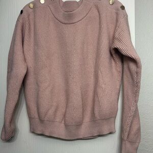 Guess Blush Ribbed Sweater with Gold Buttons
